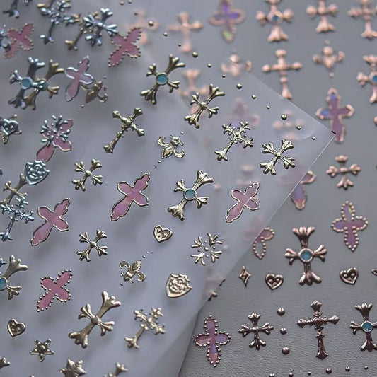 cross silver stickers