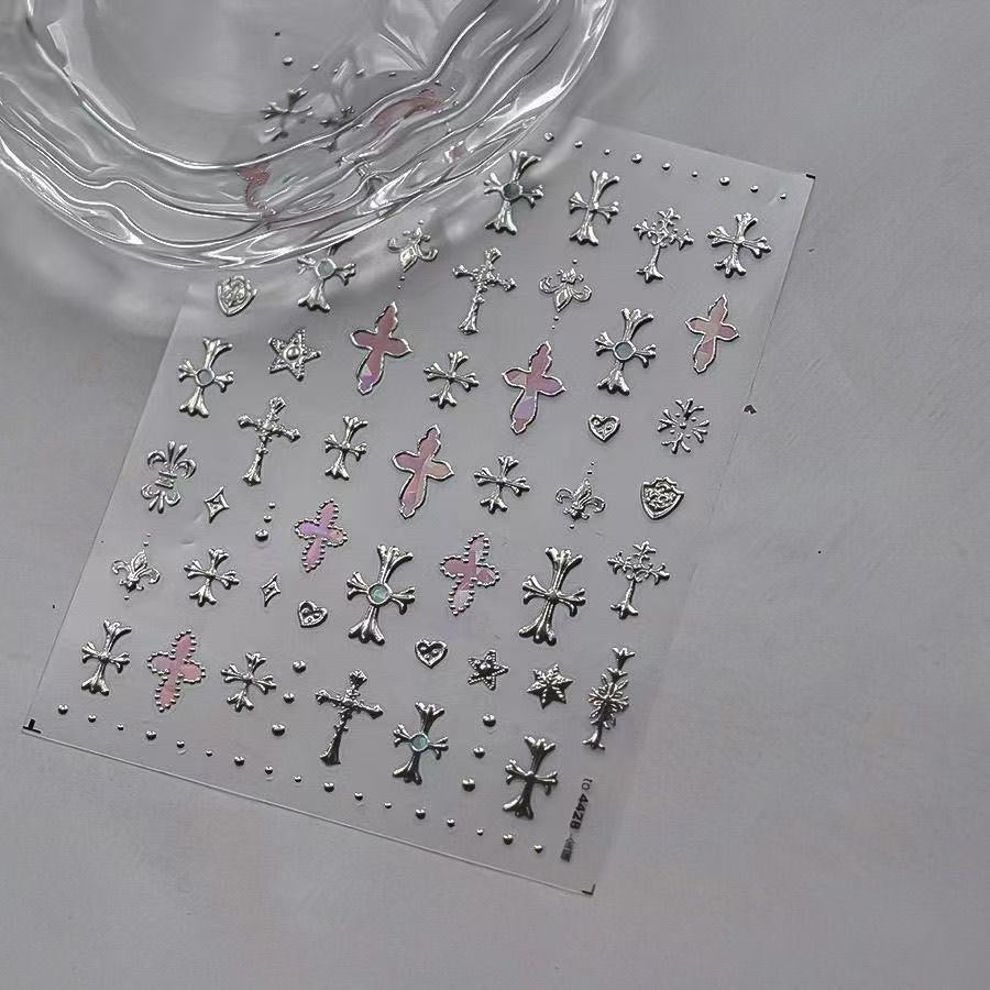 cross silver stickers