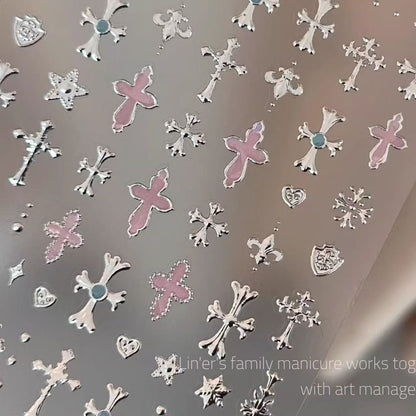 cross silver stickers