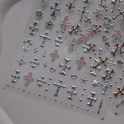 cross silver stickers