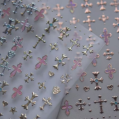 cross silver stickers