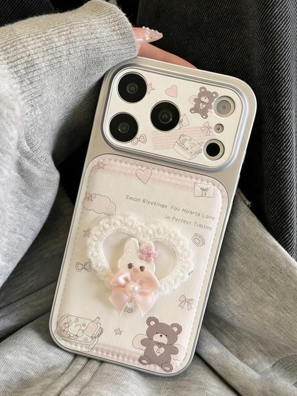 retro hearts bunny case